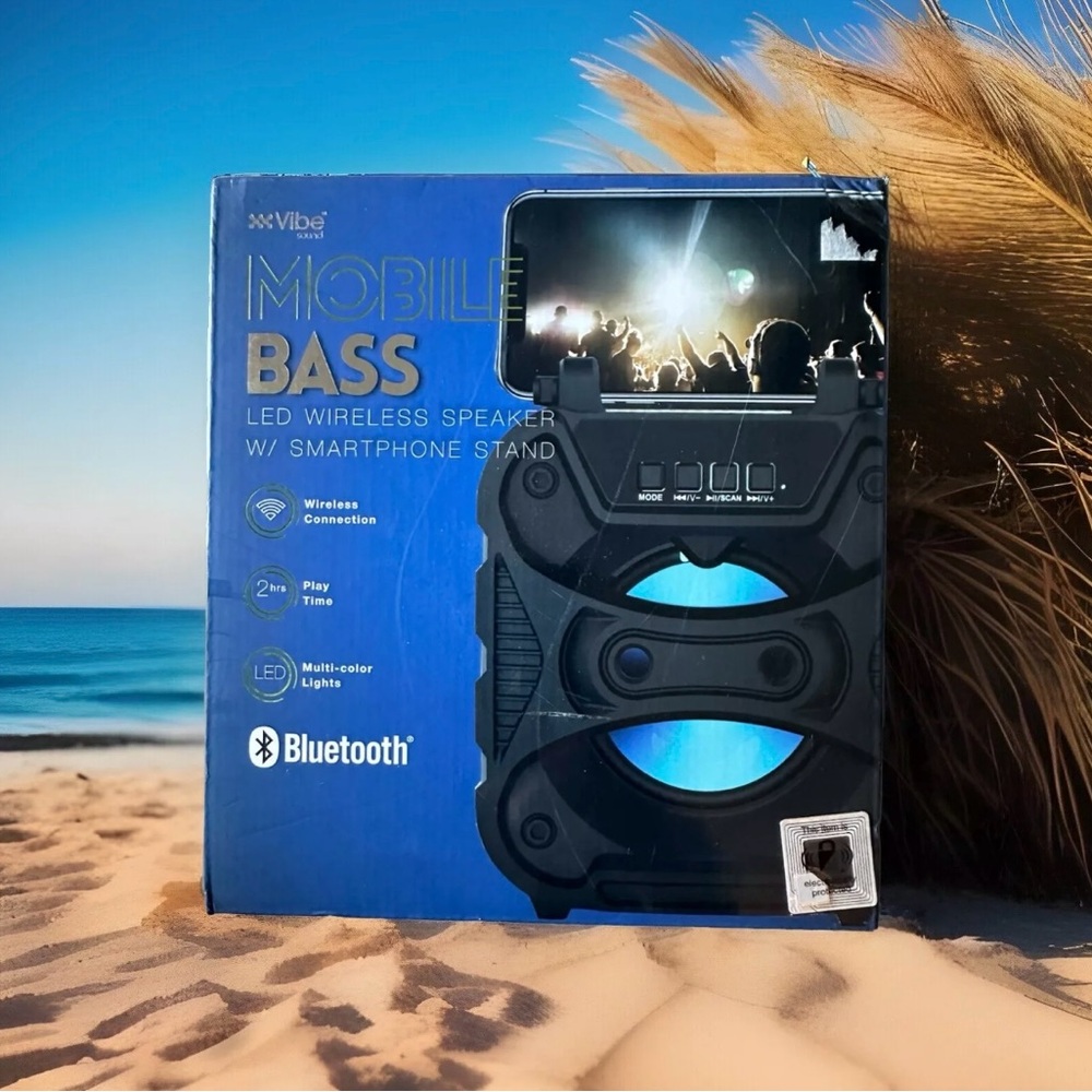 Vibe Mobile Bass LED Wireless Speaker With Smartphone Stand